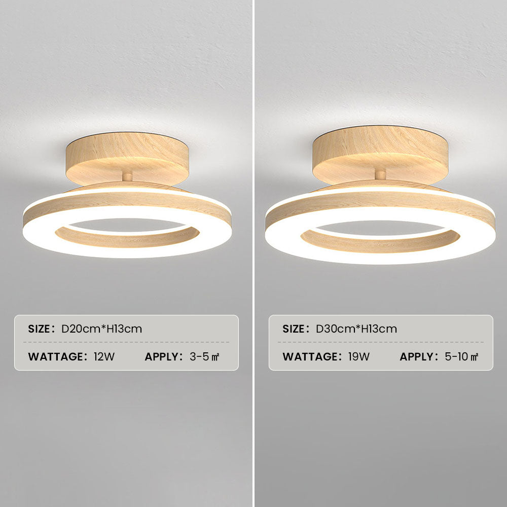 Annelis - Lampada da soffitto LED Anello Aperto con Cornice in Legno