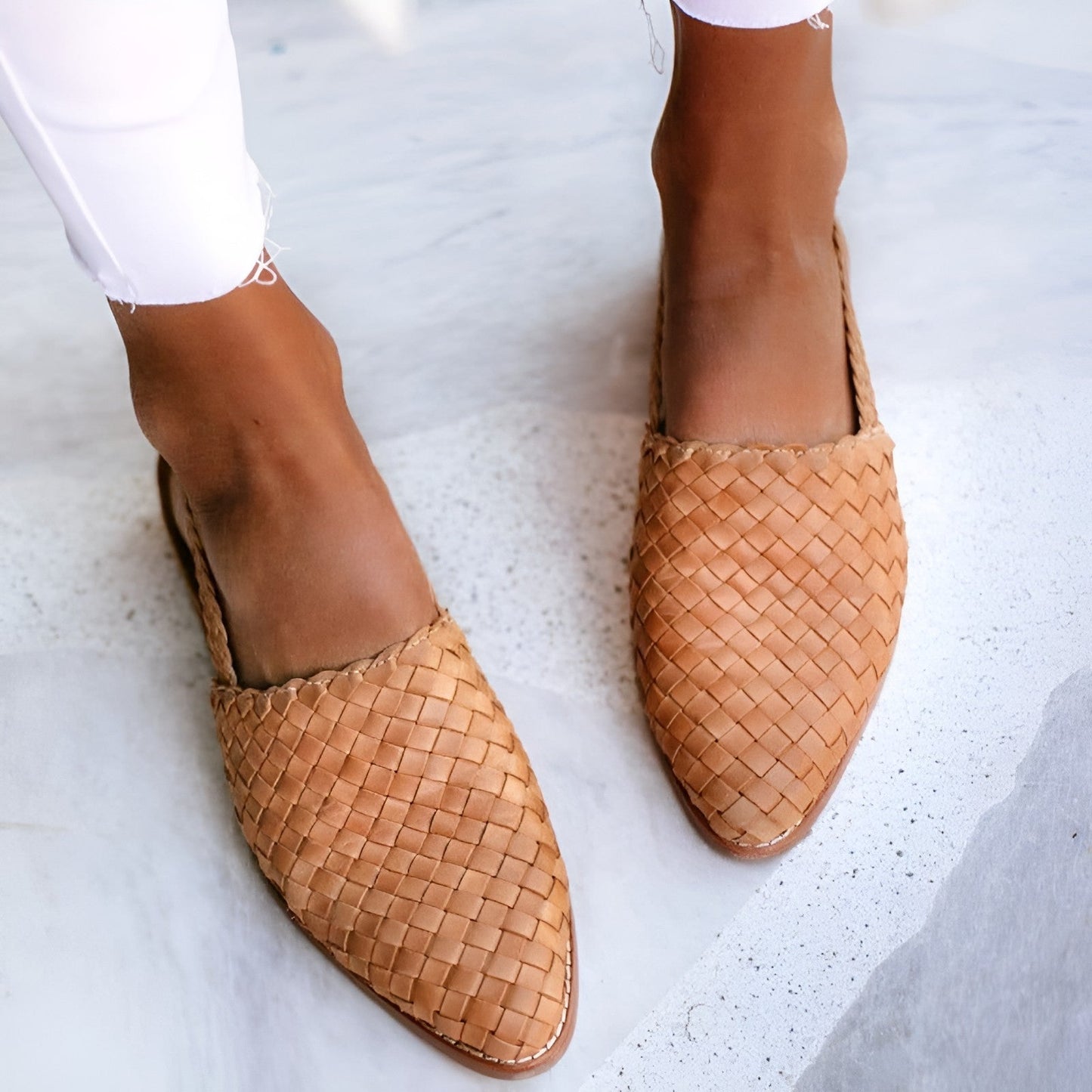 Ballerine Slingback Intrecciate per Donne – Eleganti Slipper Estivi con Punta Affusolata
