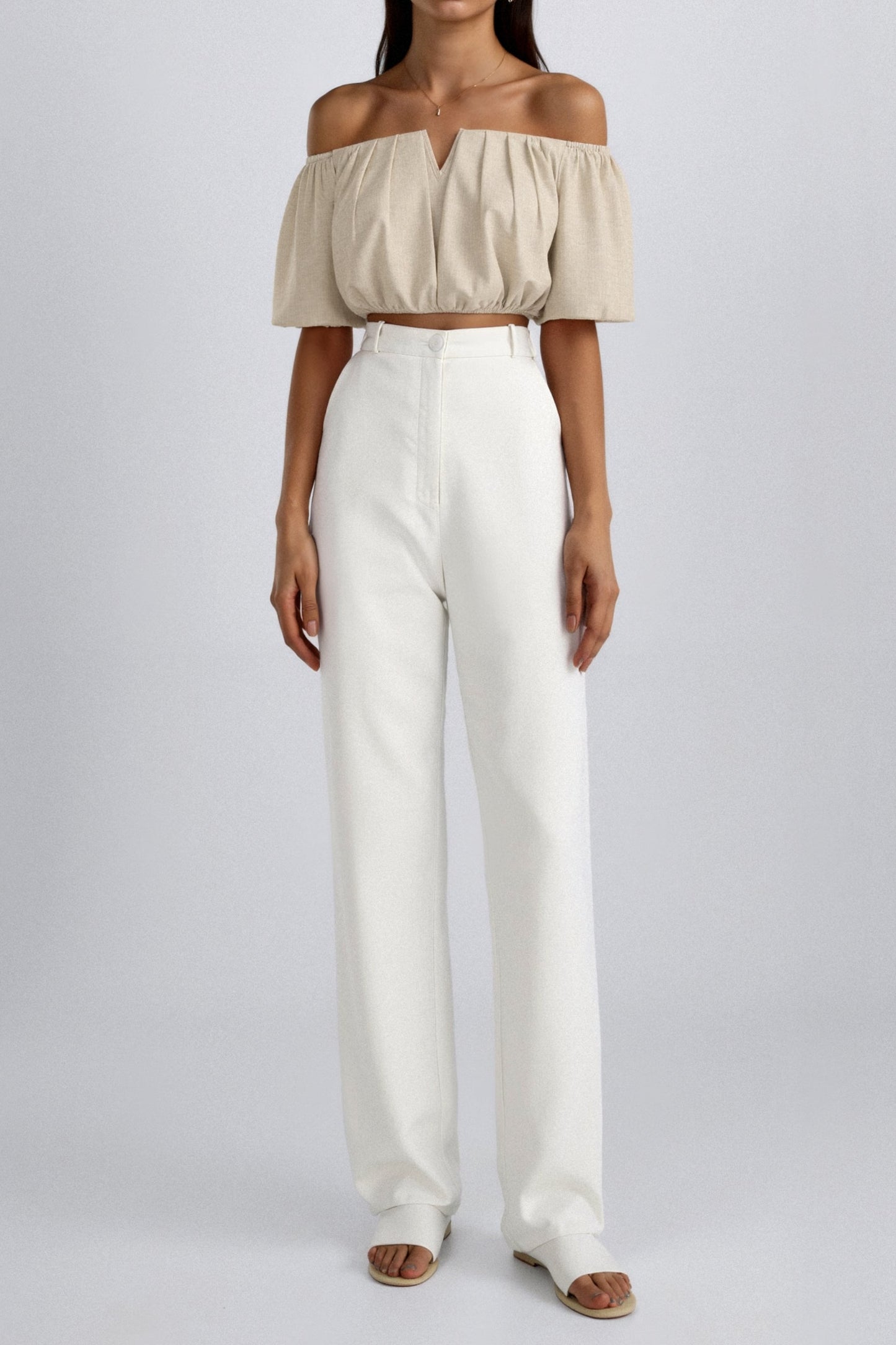 Elegante Blusa Off-Shoulder per Donne con scollatura a V – Top Estivo Leggero