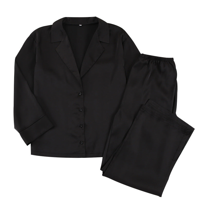 Noélya - Set Pigiama da Donna in Satin Lussuoso con Maglietta a Maniche Lunghe e Pantaloni Lunghi