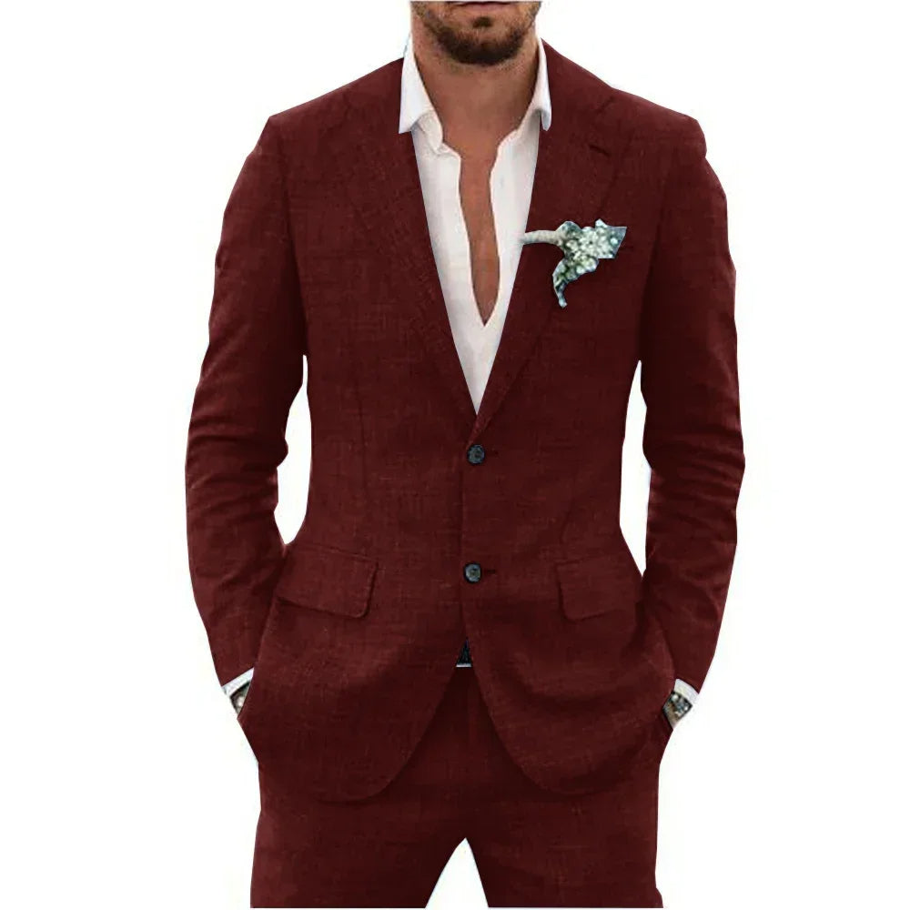 Nolian - Completo estivo in lino per donne con giacca e pantaloni