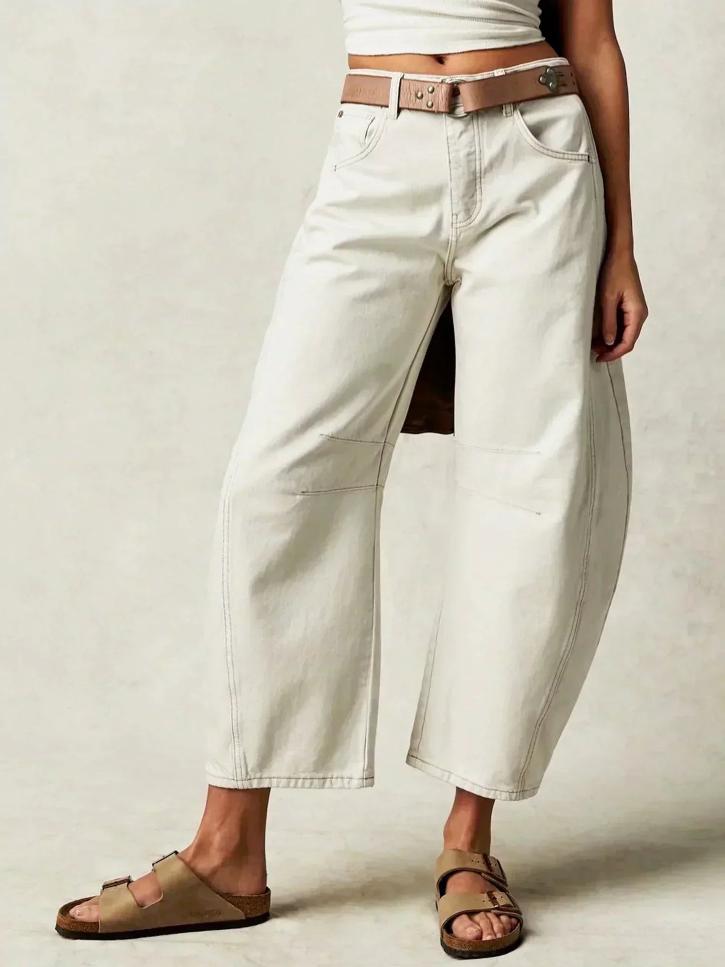 Jeans Stampati Trendy per Donne – Pantaloni Baggy in Denim con Vita Alta