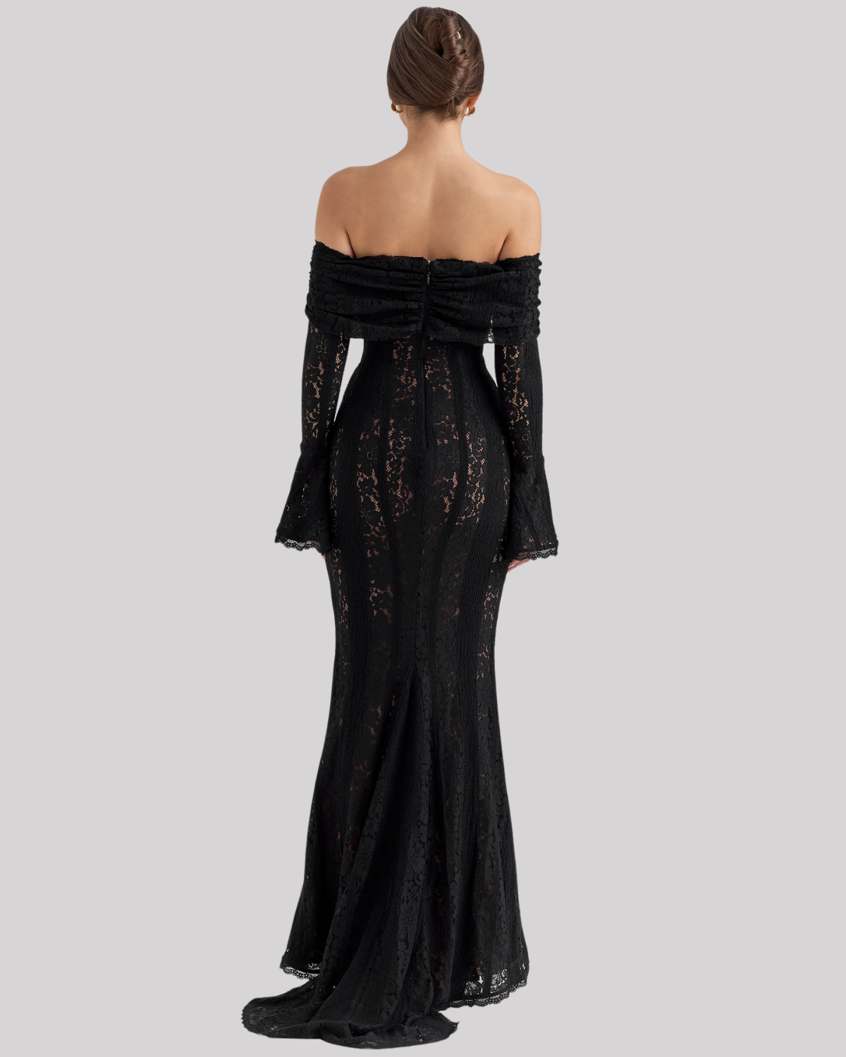 Abito Maxy Elegante in Pizzo per Donne – Abito da Sera Off-Shoulder con Silhouette Sottile