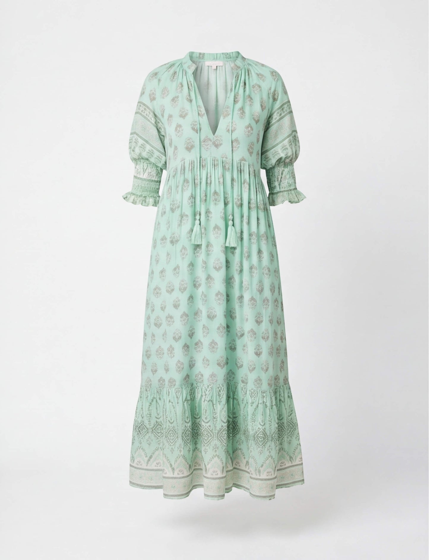 Abito Midi Boho con Stampa per Donne – Abito Estivo Leggero con Scollatura a V e Dettagli a Volant