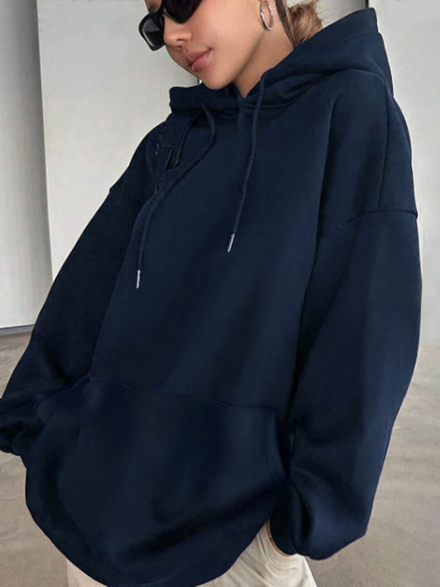 Felpa oversize con stampa Leo-Stella per donne – Felpa con cappuccio in stile streetwear