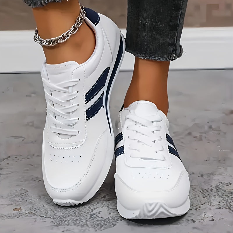 Kalyne - Eleganti Sneakers Ortopediche Bianche con Accenti Neri, Perfette per Lunghe Passeggiate e Viaggi in Città