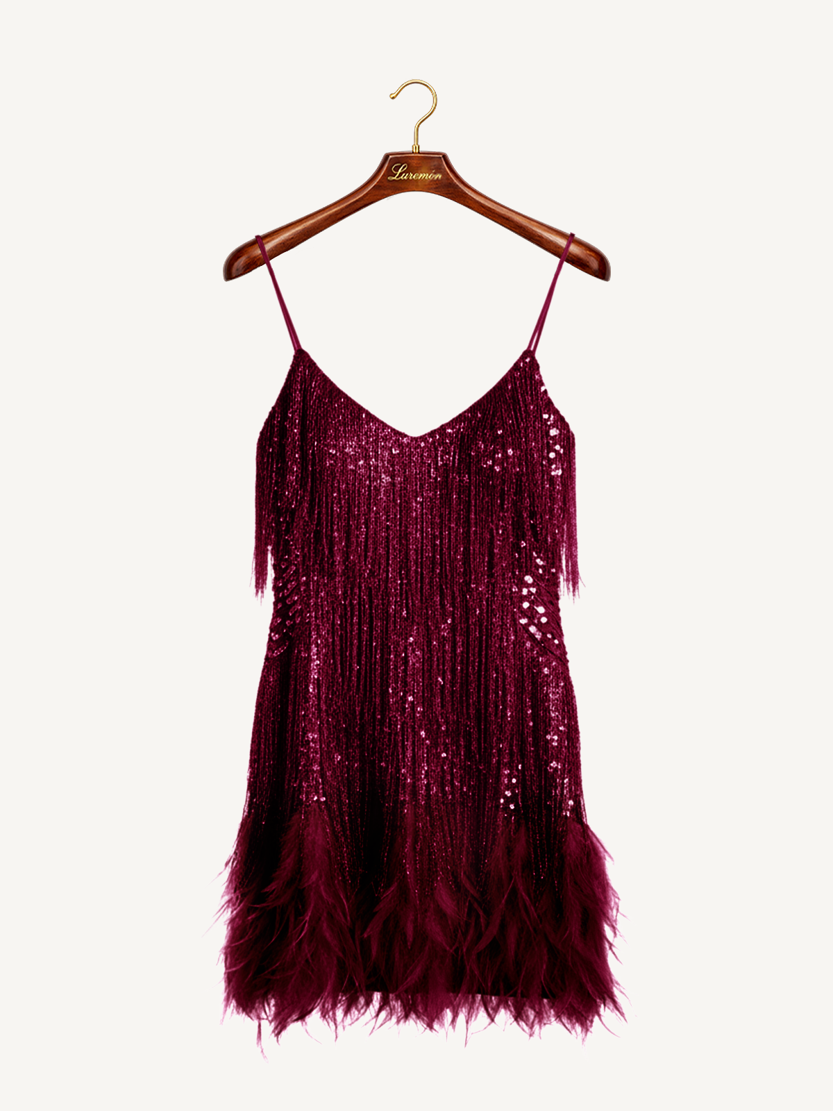 Elegante Abito con Paillettes e Frange per Donne – Glamouroso Abito da Cocktail per Feste con Orlo di Piume