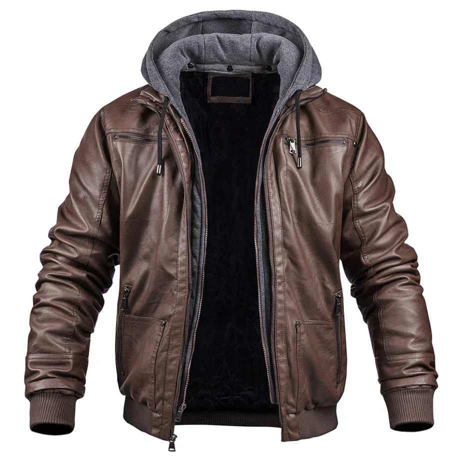 Geremy - Elegante giacca invernale in pelle di alta qualità con cappuccio