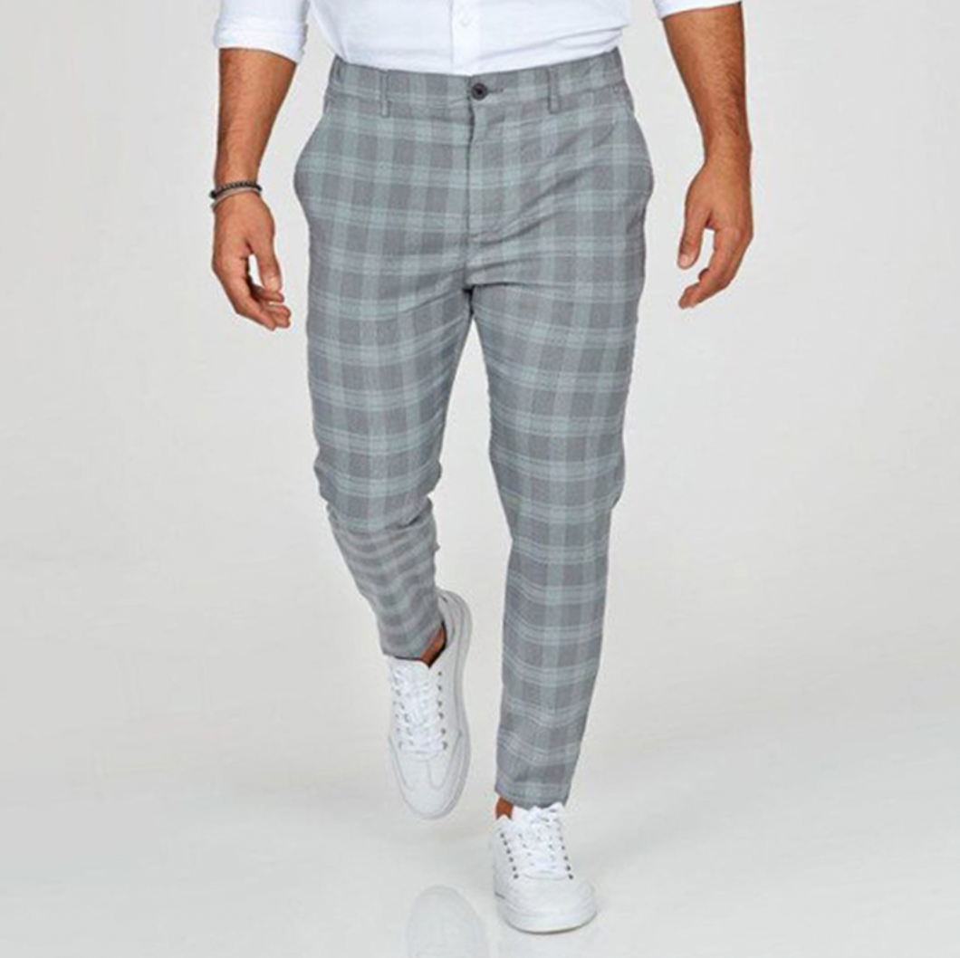 Pantaloni Slim Fit a Quadri – Eleganti Pantaloni Business Casual per Uomini