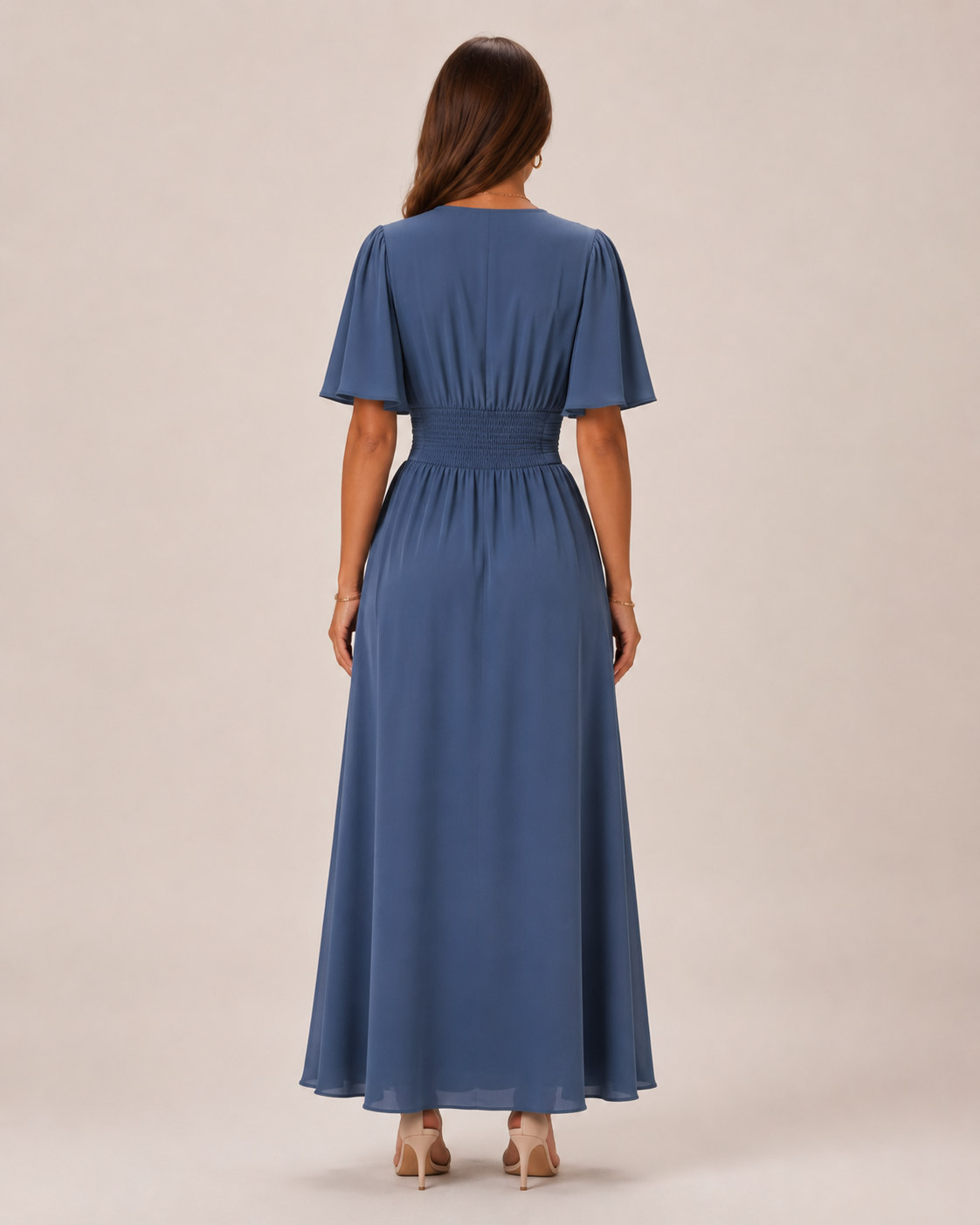 Abito Maxy Elegante con Scollatura a V per Donne – Abito da Sera Fluttuante con Spacco e Sottolineatura della Vita
