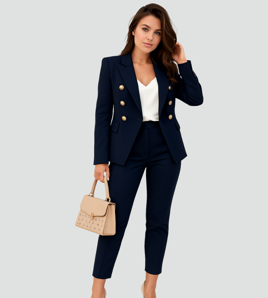 Elegante completo pantaloni da donna con blazer – Set business slim fit
