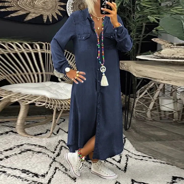 Victoire - Elegante Vestito in Jeans | Taglio Lungo | Comodo Vestito Estivo