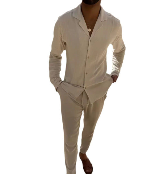 Elegante completo a due pezzi per uomo – Outfit casual con camicia e pantaloni