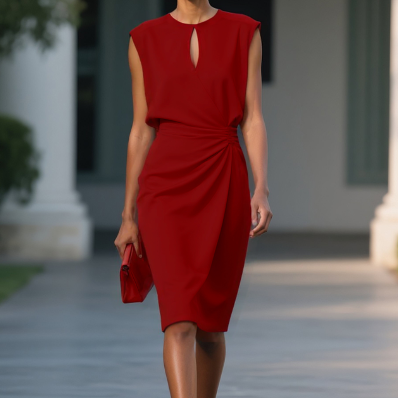 Abito avvolgente elegante con dettaglio drappeggiato – Abito midi aderente per donne