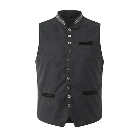Elegante gilet da uomo in stile tradizionale con colletto alto – Classica chiusura a bottoni e stile senza tempo