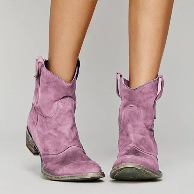 Stivali Western Kurzstiefel in Look Vintage per Donne Comode Stivaletti da Cowboy