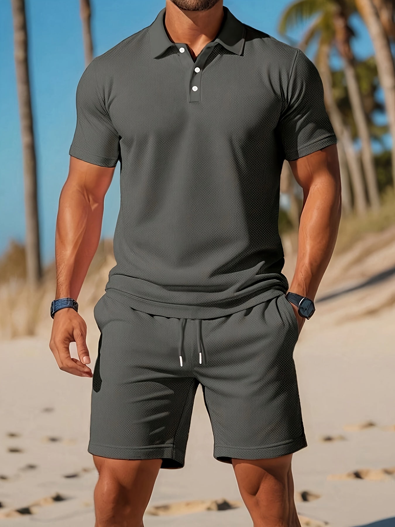 Set estivo da uomo con polo e pantaloni corti – Outfit casual traspirante e comfort moderno
