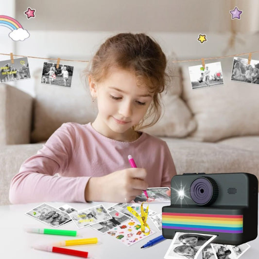 Photivie - Macchina fotografica istantanea per bambini + 3 rotoli di foto
