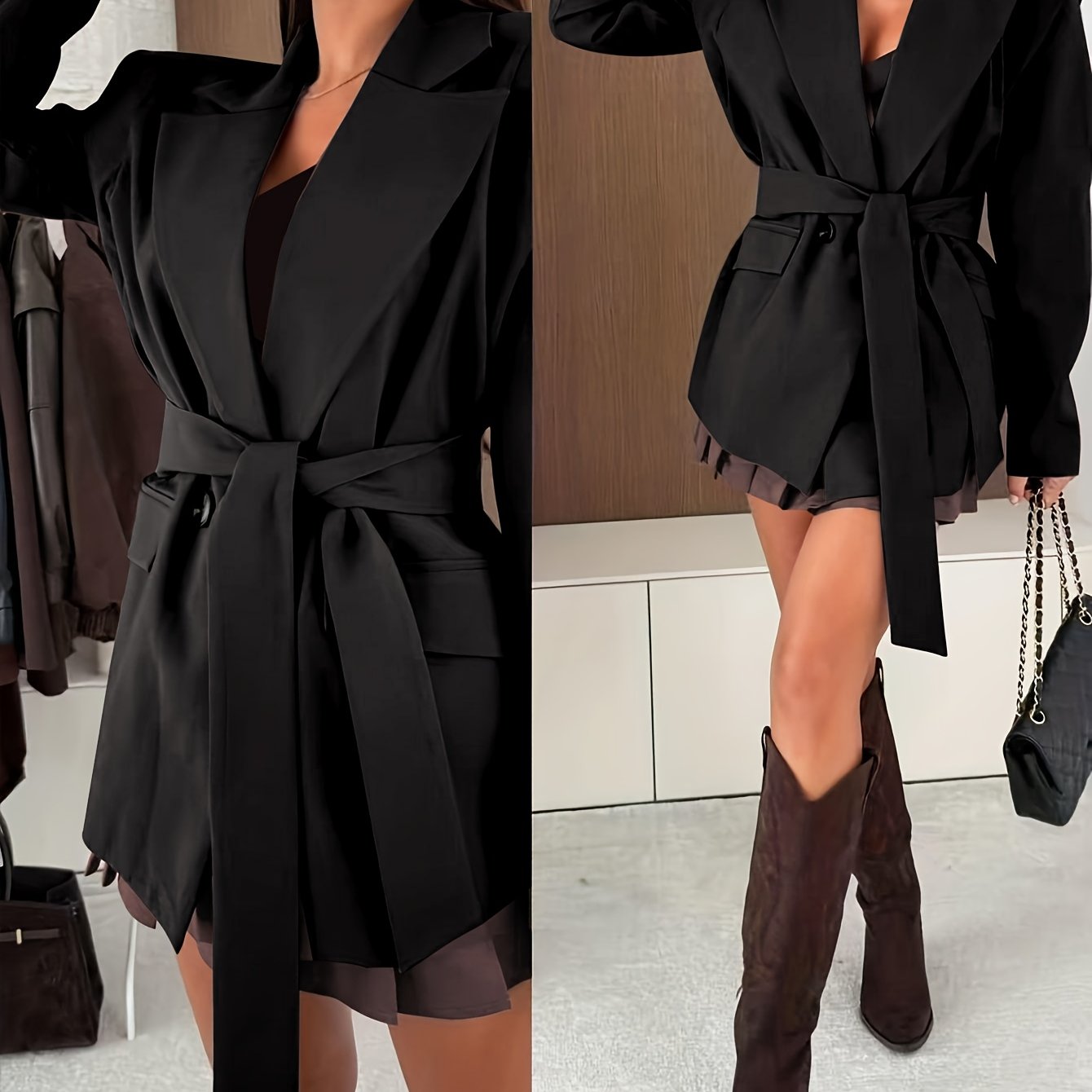 Auréva - Blazer primaverile elegante con spalle accentuate e cintura per una silhouette femminile