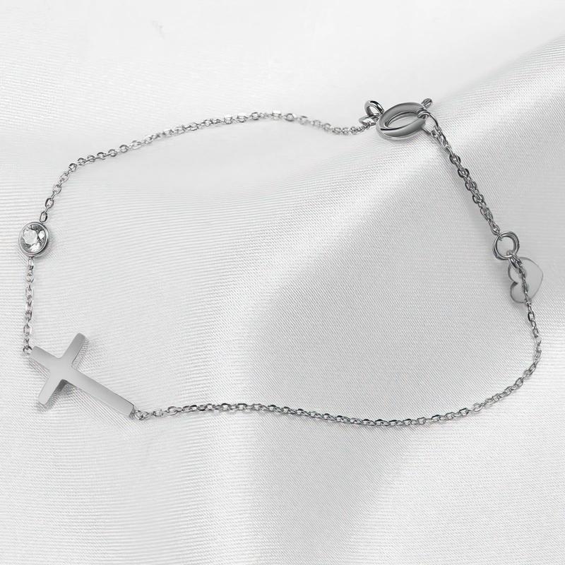 Bracciale elegante con pendente a croce e zirconia – Gioielli raffinati per donne
