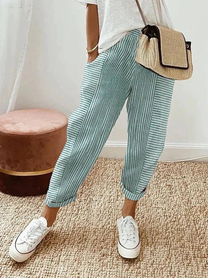 Look estivo casual per donne Pantaloni a righe con taglio morbido e vestibilità comoda