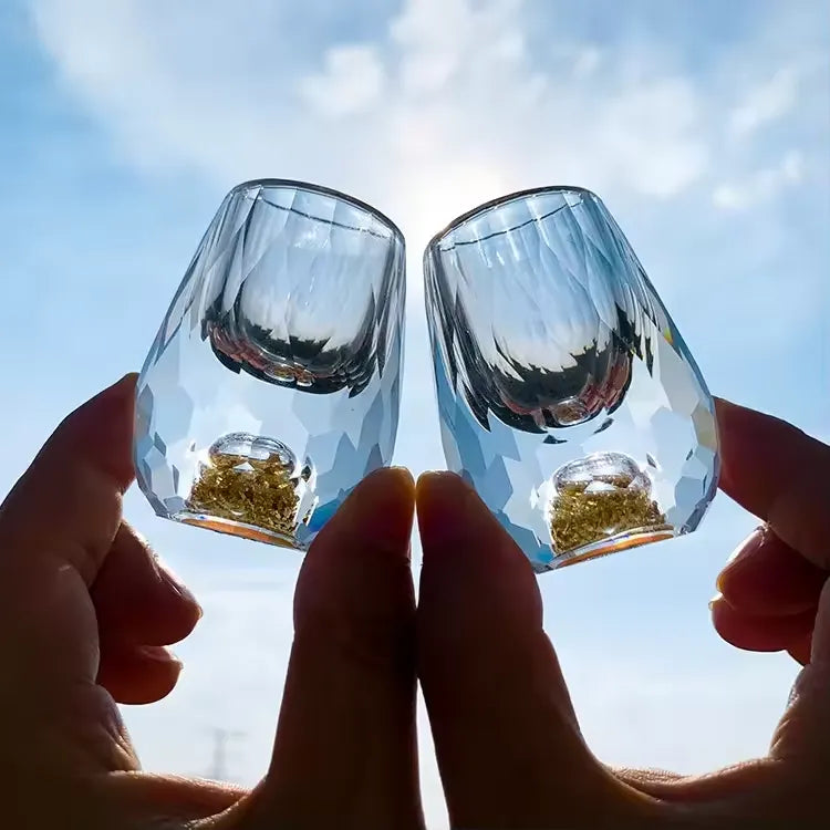 Kinverre - Bicchiere per Sake Giapponese con Foglia d'Oro Applicata a Mano