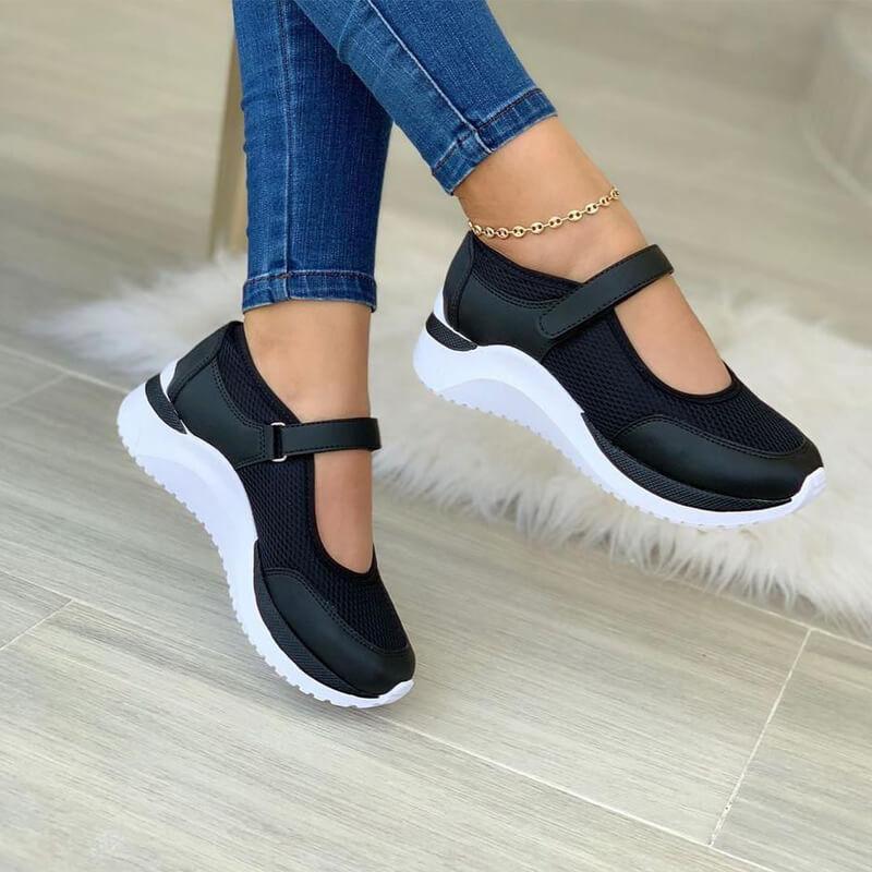 Sneaker in mesh traspirante con chiusura in velcro per donne – Scarpe comode per la vita quotidiana e il tempo libero