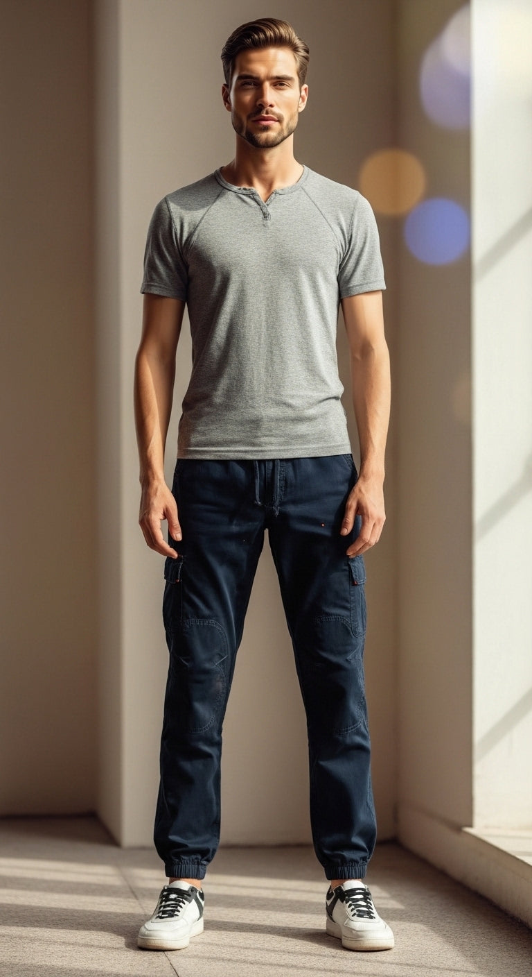 Maxime - Pantaloni Cargo Jogger da Uomo, Stile Militare, Mischia di Cotone