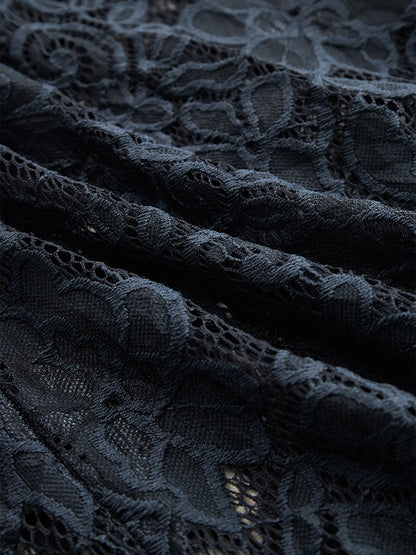 Abito elegante in pizzo per donne – Maxibito senza maniche con profondo scollo a V e cintura in vita