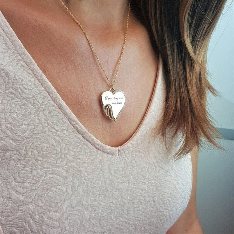 AmorAile - Pendente a forma di cuore con corna d'angelo