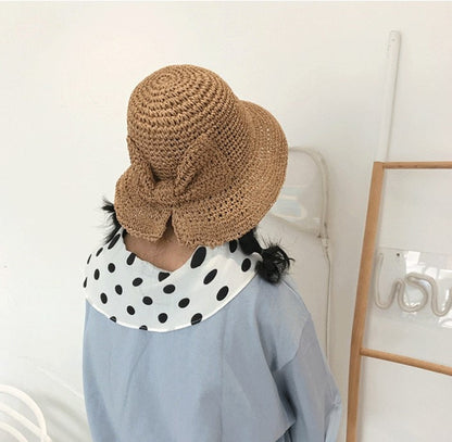 Ophéliane - Cappello di Paglia Intrecciato Largo con Nastro - Estate e Primavera