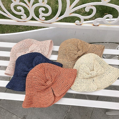 Ophéliane - Cappello di Paglia Intrecciato Largo con Nastro - Estate e Primavera