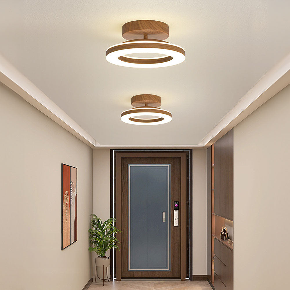 Annelis - Lampada da soffitto LED Anello Aperto con Cornice in Legno