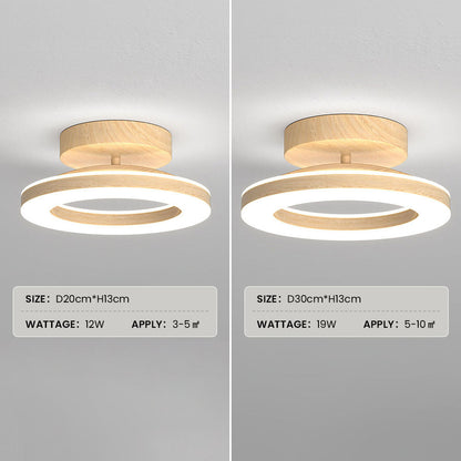 Annelis - Lampada da soffitto LED Anello Aperto con Cornice in Legno