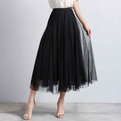 Gonna Midi Elegante in Tulle per Donna – Gonna Plissettata a Vita Alta per Look Stilosi