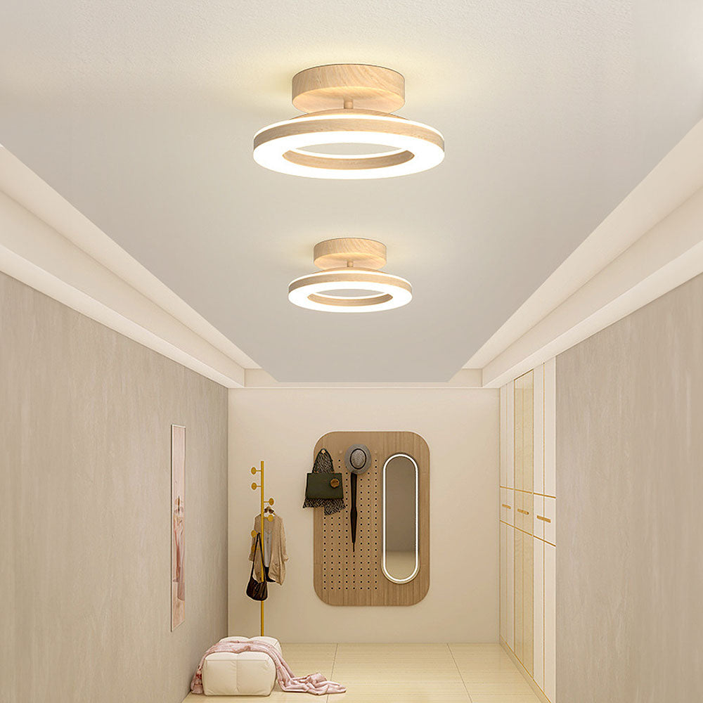 Annelis - Lampada da soffitto LED Anello Aperto con Cornice in Legno