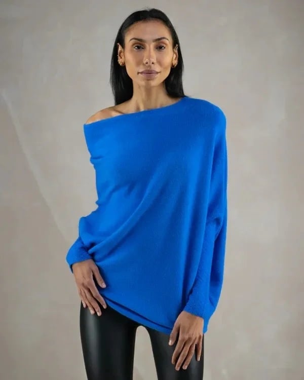 Rosalie - Maglione oversize lussuoso in cashmere con spalle scoperte per la primavera