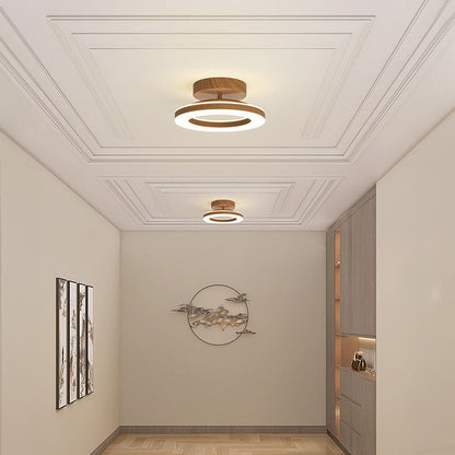 Annelis - Lampada da soffitto LED Anello Aperto con Cornice in Legno