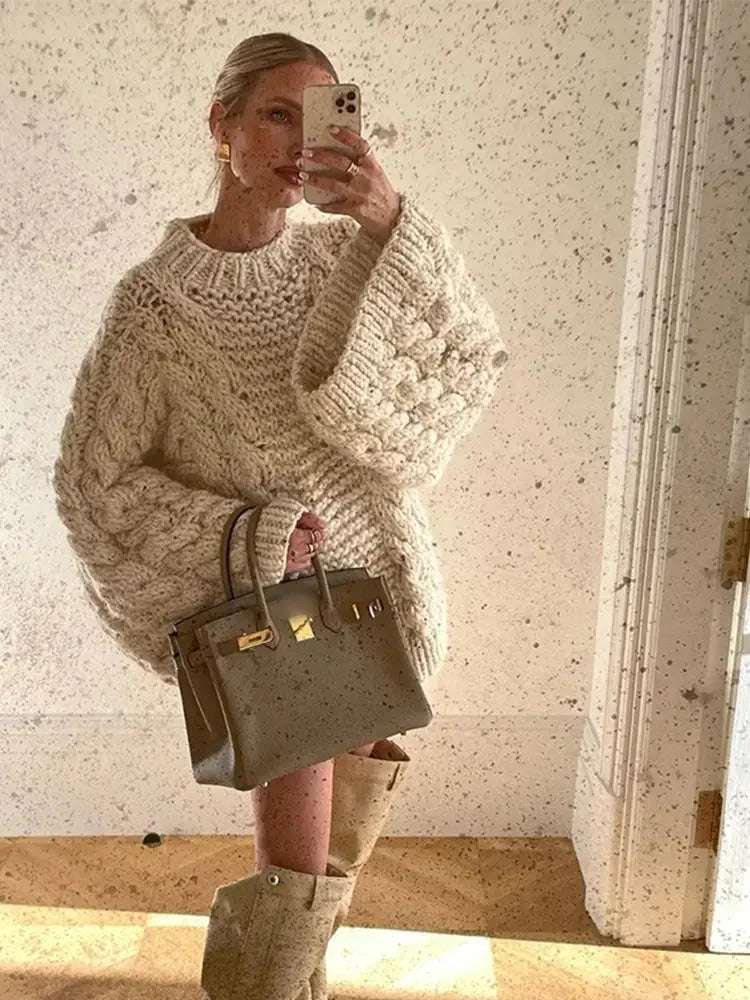 Marguerite - Abito oversize in maglia elegante con maniche lunghe e ampie per la primavera e l'autunno per donne
