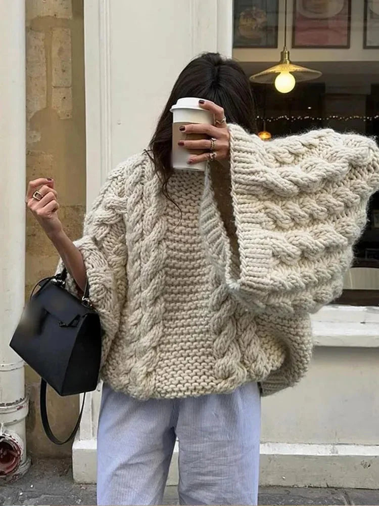 Marguerite - Abito oversize in maglia elegante con maniche lunghe e ampie per la primavera e l'autunno per donne
