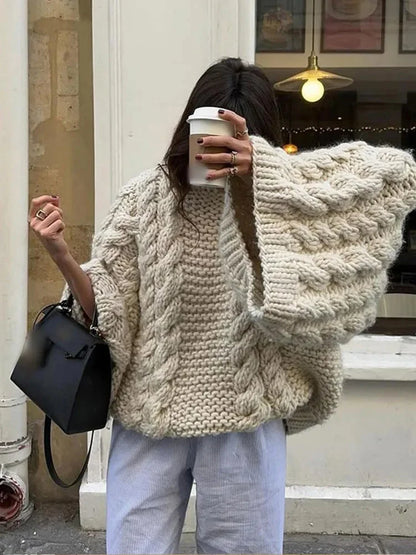 Marguerite - Abito oversize in maglia elegante con maniche lunghe e ampie per la primavera e l'autunno per donne