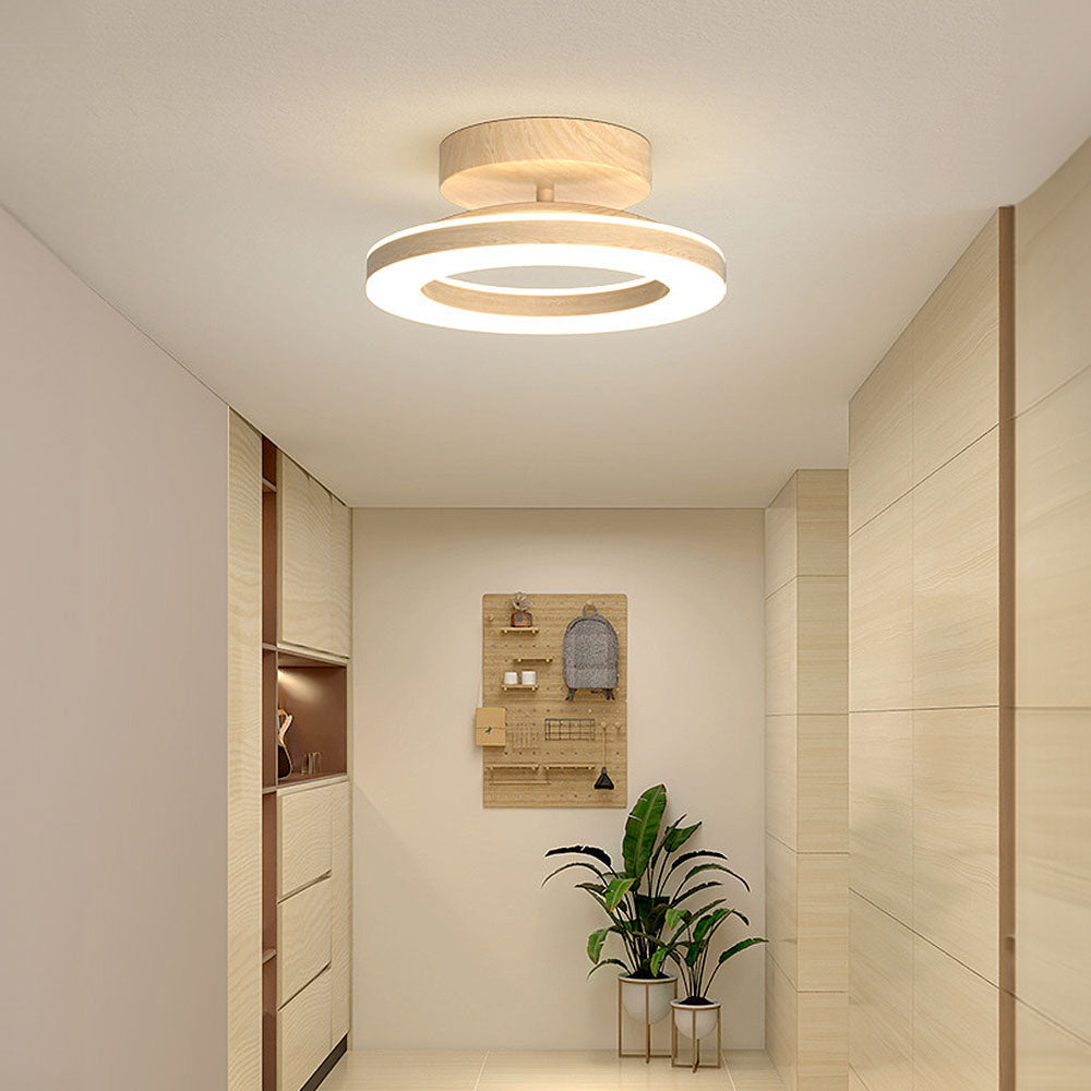 Annelis - Lampada da soffitto LED Anello Aperto con Cornice in Legno