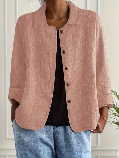 Blusa leggera in lino con bottoni e taglio morbido per donne – Traspirante ed Elegante