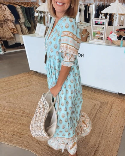 Sylméra - Maxidress Boho Leggero Stampa Fluido Estate