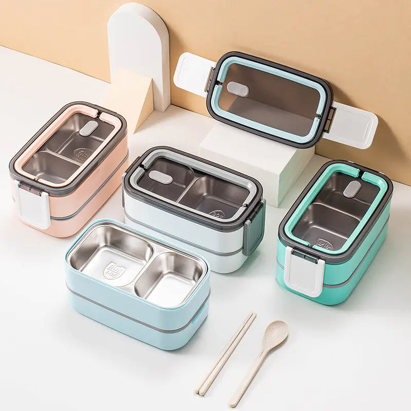 Lunchbox a prova di fuoriuscita con inserto in acciaio inox – Scatola Bento per ufficio, scuola e viaggio