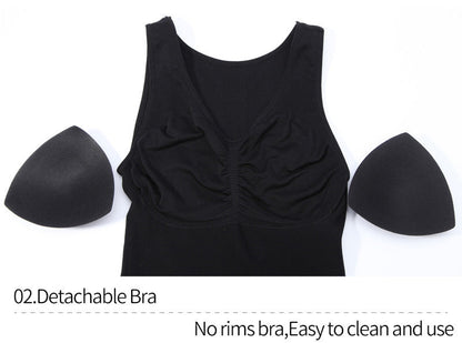 Top modellante in shapewear con reggiseno integrato e controllo della pancia per donne
