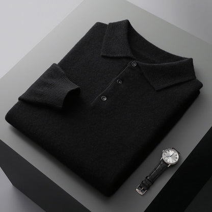 Lazare - Polo in Cashmere Elegante e Morbido con Maniche Lunghe per Uomo