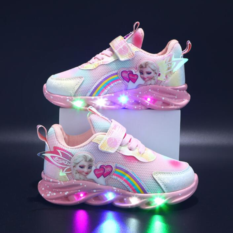 Sneaker LED per Bambine – Scarpe da Ginnastica Luminescenti con Arcobaleno e Chiusura in Velcro