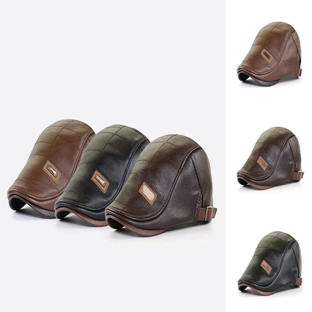 BaretÉlite - Berretto in pelle retro per uomini