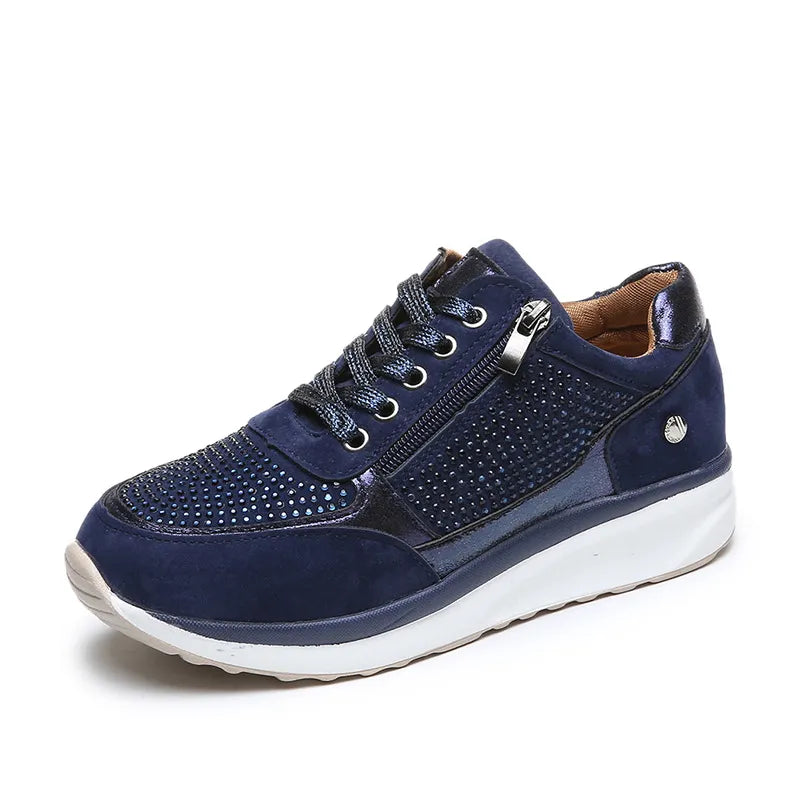 Ysaline - Sneakers Ergonomiche, Comode ed Eleganti per Lunghe Passeggiate e City-Trips con Lacci Lucidi e Cerniera